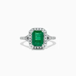 Rings|BH Multi Brasilica 14K White Gold Emerald and Diamond Ring, 2.81 TCW