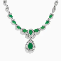 Necklaces & Pendants|BH Multi Brasilica 14K White Gold Emerald and Diamond Necklace