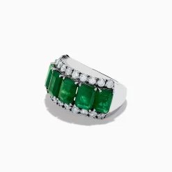 Rings|Effy Jewelry Brasilica 14K White Gold Emerald and Diamond Ring