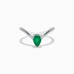 Rings|Effy Jewelry Brasilica 14K White Gold Emerald and Diamond Ring