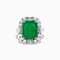 Rings|Effy Jewelry Brasilica 14K White Gold Emerald and Diamond Ring