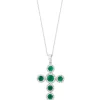 Necklaces & Pendants|Effy Jewelry Brasilica 14K White Gold Emerald and Diamond Cross Pendant, 1.48 TCW