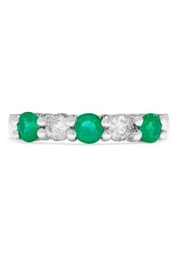 Rings|Effy Jewelry Brasilica 14K White Gold Emerald and Diamond Ring, 0.95 TCW