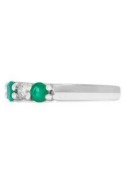 Rings|Effy Jewelry Brasilica 14K White Gold Emerald and Diamond Ring, 0.95 TCW
