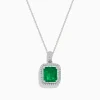 Necklaces & Pendants|Effy Jewelry Brasilica 14K White Gold Emerald and Diamond Pendant