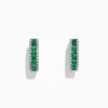 Earrings|Effy Jewelry Brasilica 14K White Gold Emerald and Diamond Hoop Earrings, 2.04 TCW
