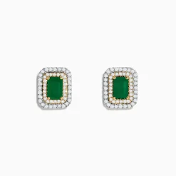 Earrings|Effy Jewelry Brasilica 14K White u0026 Yellow Gold Emerald and Diamond Earrings