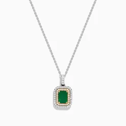 Necklaces & Pendants|Effy Jewelry Brasilica 14K White u0026 Yellow Gold Emerald and Diamond Pendant