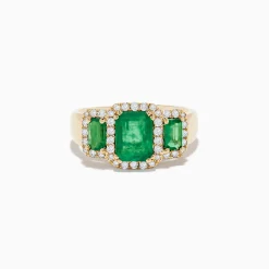 Rings|Effy Jewelry Brasilica 14K Yellow Gold Emerald and Diamond Ring
