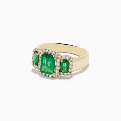 Rings|Effy Jewelry Brasilica 14K Yellow Gold Emerald and Diamond Ring