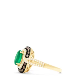 Rings|Effy Jewelry Brasilica 14K Yellow Gold Emerald, Espresso u0026 White Diamond Ring, 1.70 TCW