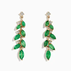 Earrings|BH Multi Brasilica 14K Yellow Gold Emerald and Diamond Drop Earrings