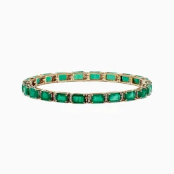 Bracelets|BH Multi Brasilica 14K Yellow Gold Emerald u0026 Diamond Tennis Bracelet, 11.76 TCW