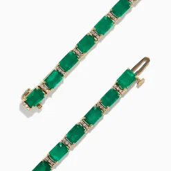 Bracelets|BH Multi Brasilica 14K Yellow Gold Emerald u0026 Diamond Tennis Bracelet, 11.76 TCW