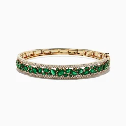 Bracelets|BH Multi Brasilica 14K Yellow Gold Emerald and Diamond Bangle, 6.81 TCW