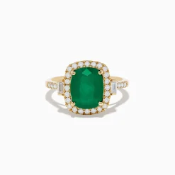 Rings|Effy Jewelry Brasilica 14K Yellow Gold Emerald and Diamond Ring