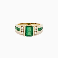 Rings|BH Multi Brasilica 14K Yellow Gold Emerald and Diamond Ring, 2.26 TCW