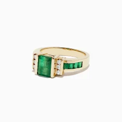 Rings|BH Multi Brasilica 14K Yellow Gold Emerald and Diamond Ring, 2.26 TCW