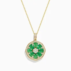 Necklaces & Pendants|BH Multi Brasilica 14K Yellow Gold Emerald and Diamond Pendant