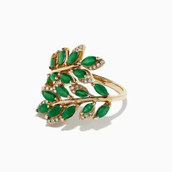 Rings|BH Multi Brasilica 14K Yellow Gold Emerald and Diamond Ring, 2.78 TCW