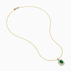 Necklaces & Pendants|Effy Jewelry Brasilica 14K Yellow Gold Emerald and Diamond Pendant