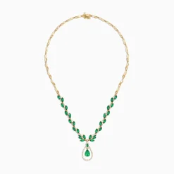 Necklaces & Pendants|Effy Jewelry Brasilica 14K Yellow Gold Emerald and Diamond Necklace, 9.74 TCW