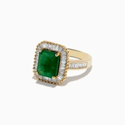 Rings|Effy Jewelry Brasilica 14K Yellow Gold Emerald and Diamond Ring