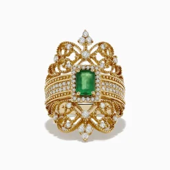 Rings|Effy Jewelry Brasilica 14K Yellow Gold Emerald and Diamond Ring, 1.68 TCW