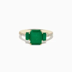 Rings|Effy Jewelry Brasilica 14K Yellow Gold Emerald and Diamond Ring