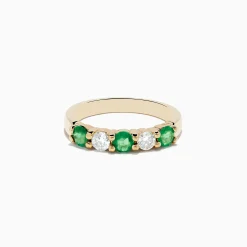 Rings|Effy Jewelry Brasilica 14K Yellow Gold Emerald and Diamond Band Ring
