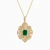 Necklaces & Pendants|Effy Jewelry Brasilica 14K Yellow Gold Emerald u0026 Diamond Filigree Pendant, 1.62 TCW