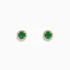 Earrings|Effy Jewelry Brasilica 14K Yellow Gold Emerald and Diamond Stud Earrings, 1.08 TCW