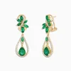 Earrings|Effy Jewelry Brasilica 14K Yellow Gold Emerald and Diamond Earrings, 4.62 TCW