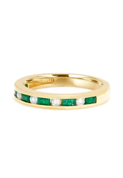 Rings|Effy Jewelry Brasilica 14K Yellow Gold Emerald and Diamond Channel-Set Ring, 0.66 TCW