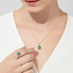 Necklaces & Pendants|Effy Jewelry Brasilica 14K Yellow Gold Emerald u0026 Diamond Pendant, 1.62 TWC