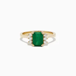 Rings|BH Multi Brasilica 14K Yellow Gold Emerald and Diamond Ring, 1.57 TCW