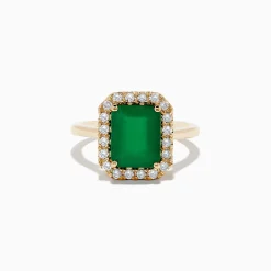 Rings|Effy Jewelry Brasilica 14K Yellow Gold Emerald and Diamond Ring