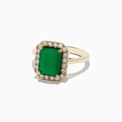 Rings|Effy Jewelry Brasilica 14K Yellow Gold Emerald and Diamond Ring