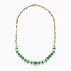 Necklaces & Pendants|BH Multi Brasilica 14K Yellow Gold Emerald and Diamond Necklace