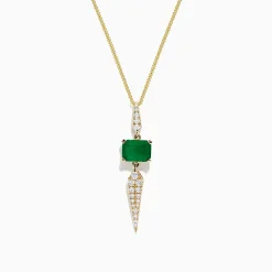 Necklaces & Pendants|BH Multi Brasilica 14K Yellow Gold Emerald and Diamond Pendant, 1.66 TCW