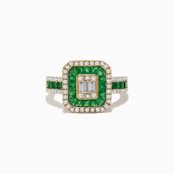 Rings|Effy Jewelry Brasillica 14K Yellow Gold Emerald and Diamond Ring