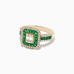 Rings|Effy Jewelry Brasillica 14K Yellow Gold Emerald and Diamond Ring