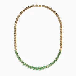 Necklaces & Pendants|Effy Jewelry Brasillica 14K Yellow Gold Emerald and Diamond Necklace