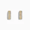 Earrings|Effy Jewelry Canare 14K Gold 5/8" Pave Yellow Diamond Hoop Earrings, 1.26 TCW