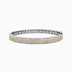 Bracelets|Effy Jewelry Canare 14K Gold Yellow and White Diamond Bangle, 3.40 TCW