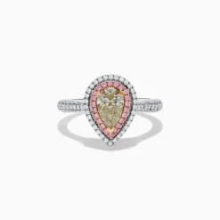 Rings|Effy Jewelry Canare 18K Pear Shaped Yellow Diamond and Pink Diamond Halo Ring 1.52 TCW