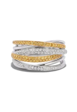 Rings|Effy Jewelry Canare 14K 2-Tone Gold Yellow and White Diamond Ring, 0.56 TCW