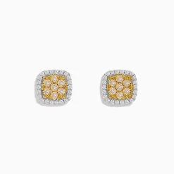 Earrings|BH Multi Canare 14K Two Tone Gold Cushion Shaped Cluster Yellow Diamond Earrings