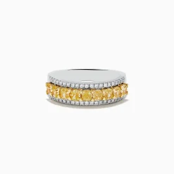 Rings|Effy Jewelry Canare 18k Two Tone Gold Cushion Cut Yellow Diamond Band 1.70 TCW