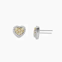Earrings|Effy Jewelry Canare 14K Two Tone Gold Heart Shaped Yellow Diamond Earrings, 0.96 TCW